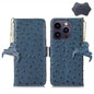 Ostrich Pattern Genuine Leather RFID Phone Case, For iPhone 14 Pro, For iPhone 14 Pro Max