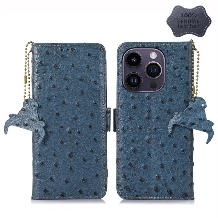 Ostrich Pattern Genuine Leather RFID Phone Case