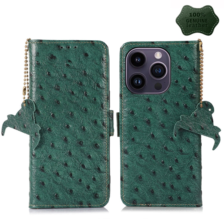 Ostrich Pattern Genuine Leather RFID Phone Case