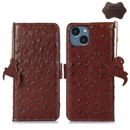 Ostrich Pattern Genuine Leather RFID Phone Case