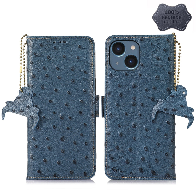 Ostrich Pattern Genuine Leather RFID Phone Case