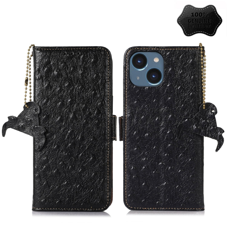 Ostrich Pattern Genuine Leather RFID Phone Case