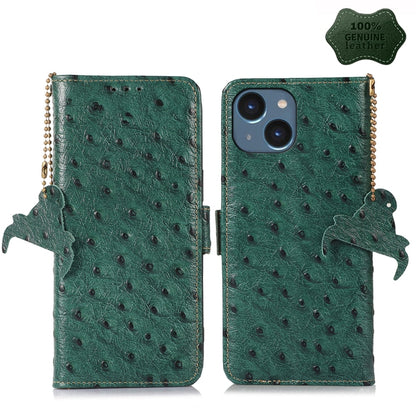 Ostrich Pattern Genuine Leather RFID Phone Case