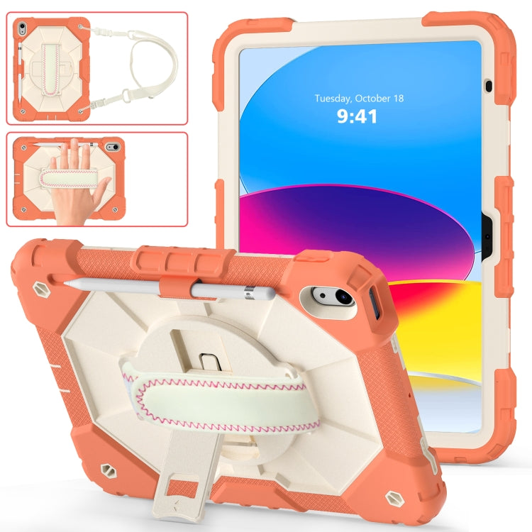 Contrast Color Robot Shockproof Silicon + PC Tablet Protective Case with Crossbody Rope, For iPad 10th Gen 10.9 2022