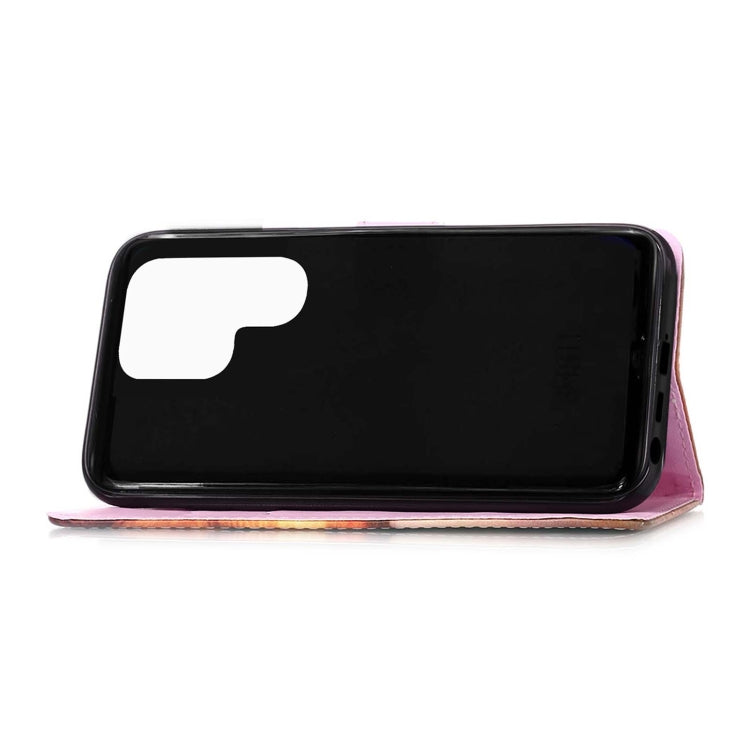 Colored Drawing Pattern Plain Weave Leather Phone Case