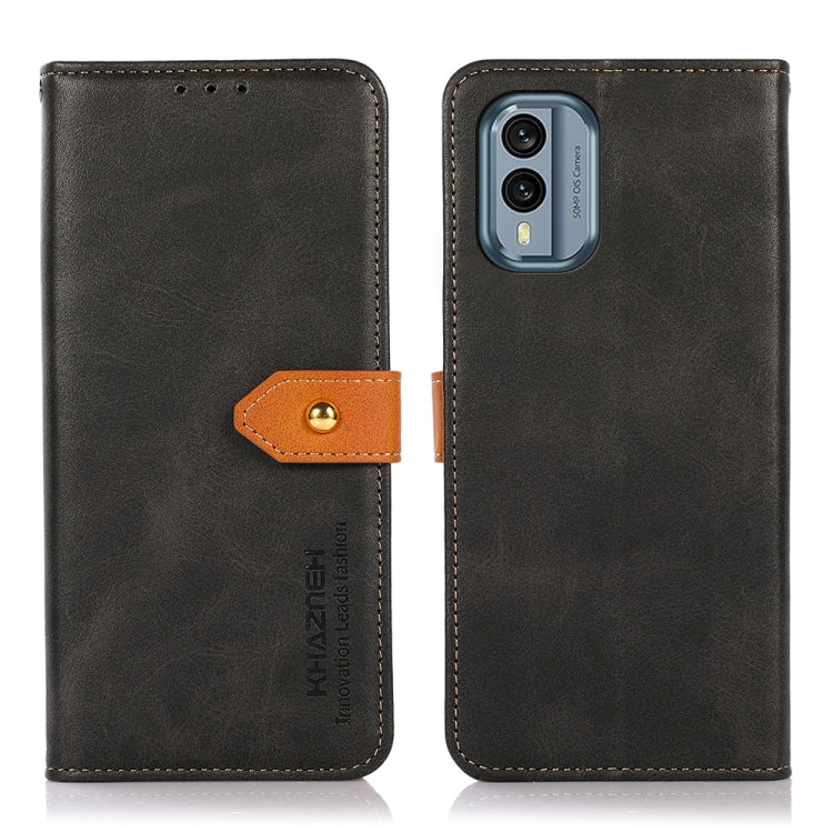 KHAZNEH Dual-color Cowhide Texture Flip Leather Phone Case