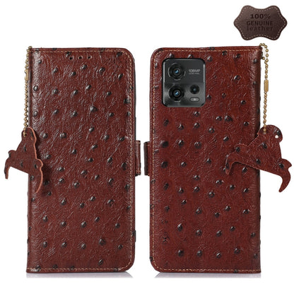 Ostrich Pattern Genuine Leather RFID Phone Case
