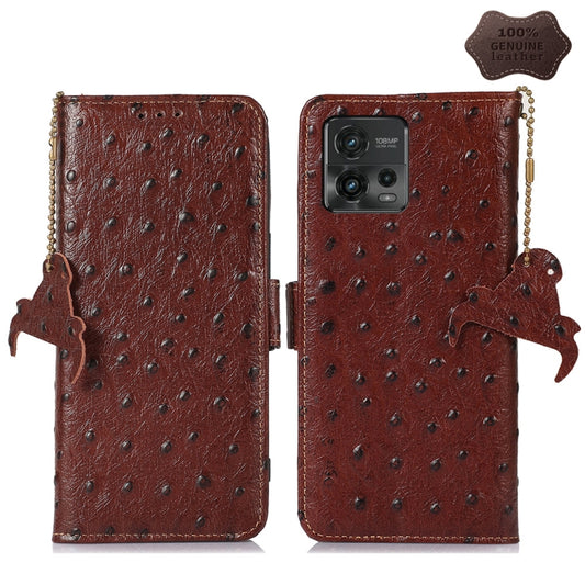 Ostrich Pattern Genuine Leather RFID Phone Case