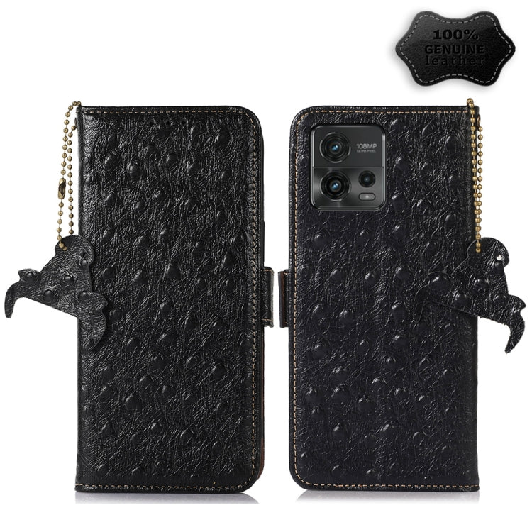 Ostrich Pattern Genuine Leather RFID Phone Case