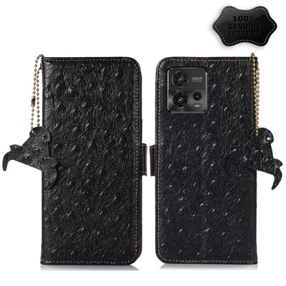 Ostrich Pattern Genuine Leather RFID Phone Case