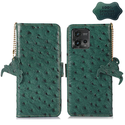 Ostrich Pattern Genuine Leather RFID Phone Case