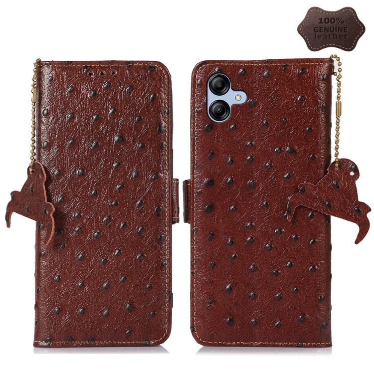 Ostrich Pattern Genuine Leather RFID Phone Case