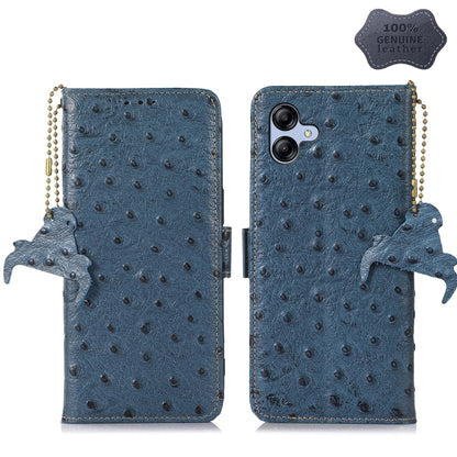 Ostrich Pattern Genuine Leather RFID Phone Case
