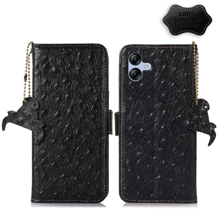 Ostrich Pattern Genuine Leather RFID Phone Case