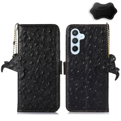 Ostrich Pattern Genuine Leather RFID Phone Case
