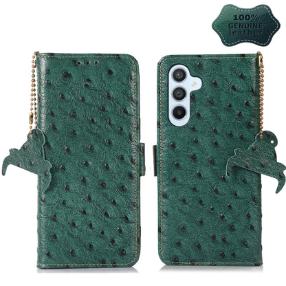 Ostrich Pattern Genuine Leather RFID Phone Case