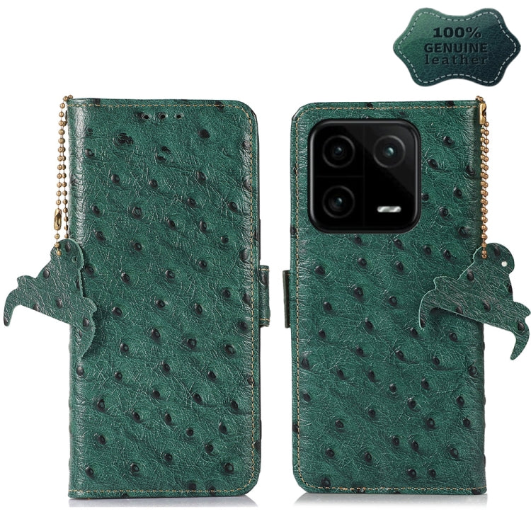 Ostrich Pattern Genuine Leather RFID Phone Case