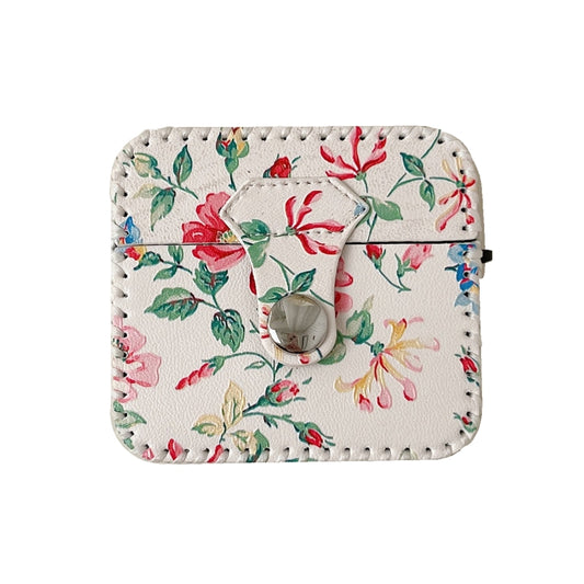 White Floral PU Leather Wireless Earphone Case, For AirPods Pro 2, For AirPods 3, For AirPods Pro