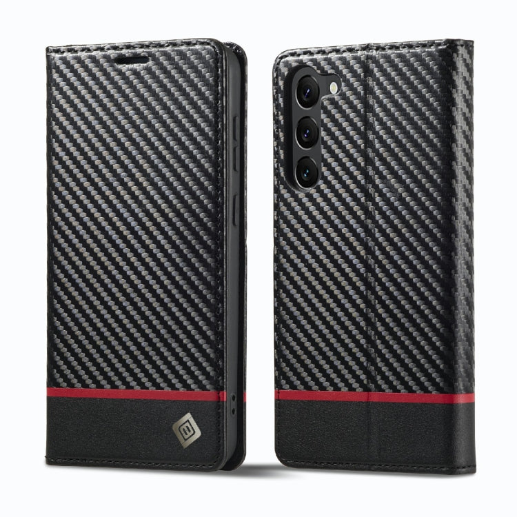 LC.IMEEKE Carbon Fiber PU + TPU Horizontal Flip Leather Phone Case, For Samsung Galaxy S23 5G, For Samsung Galaxy S23+ 5G, For Samsung Galaxy S23 Ultra 5G