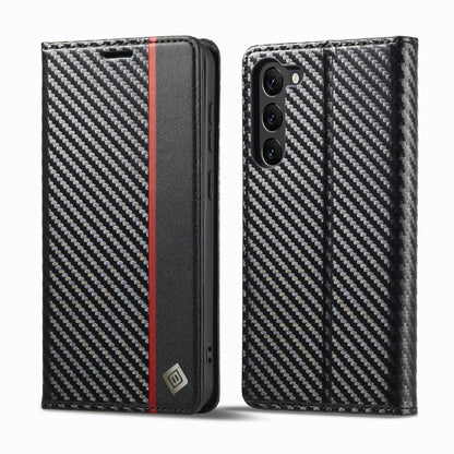 LC.IMEEKE Carbon Fiber PU + TPU Horizontal Flip Leather Phone Case, For Samsung Galaxy S23 5G, For Samsung Galaxy S23+ 5G, For Samsung Galaxy S23 Ultra 5G