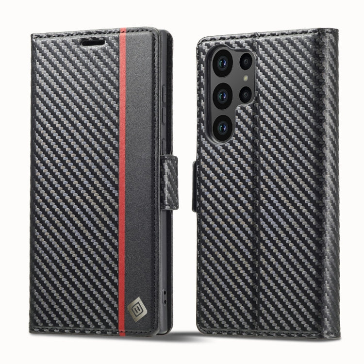 LC.IMEEKE Carbon Fiber PU + TPU Horizontal Flip Leather Phone Case