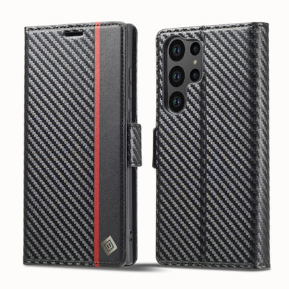 LC.IMEEKE Carbon Fiber PU + TPU Horizontal Flip Leather Phone Case, For Samsung Galaxy S23 5G, For Samsung Galaxy S23+ 5G, For Samsung Galaxy S23 Ultra 5G
