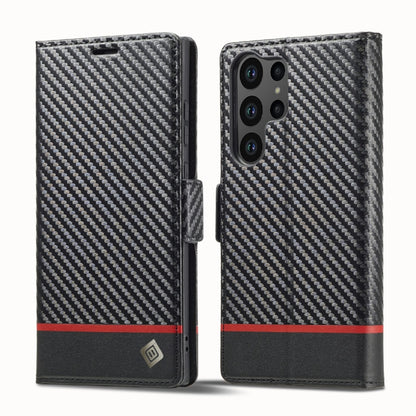 LC.IMEEKE Carbon Fiber PU + TPU Horizontal Flip Leather Phone Case