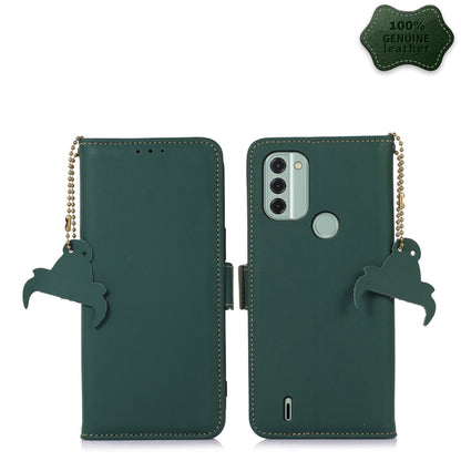 Genuine Leather Magnetic RFID Leather Phone Case, For Nokia C31