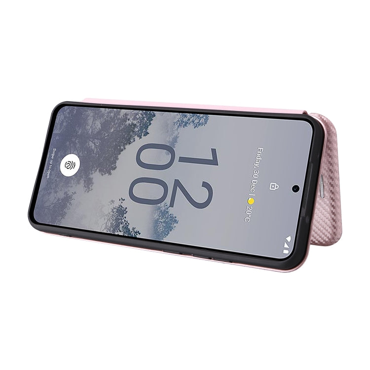 Carbon Fiber Texture Flip Leather Phone Case, For Nokia X30 5G