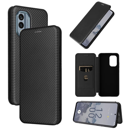 Carbon Fiber Texture Flip Leather Phone Case, For Nokia X30 5G