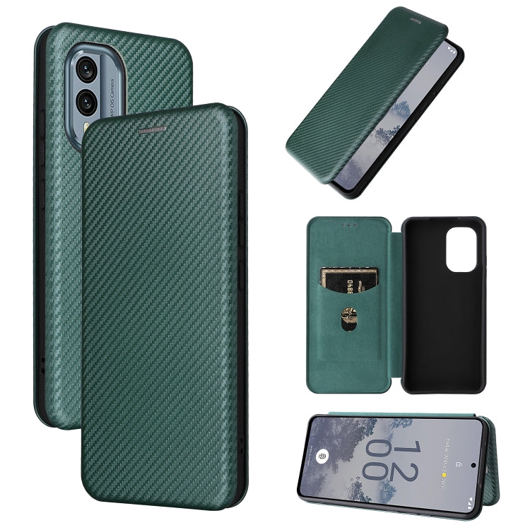 Carbon Fiber Texture Flip Leather Phone Case, For Nokia X30 5G