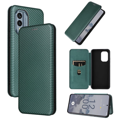 Carbon Fiber Texture Flip Leather Phone Case, For Nokia X30 5G