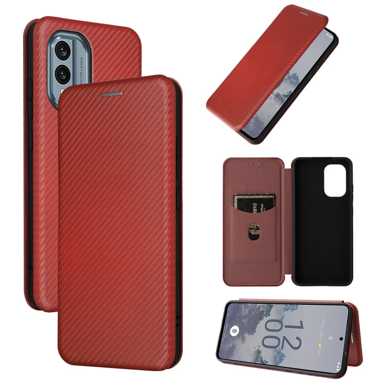 Carbon Fiber Texture Flip Leather Phone Case, For Nokia X30 5G