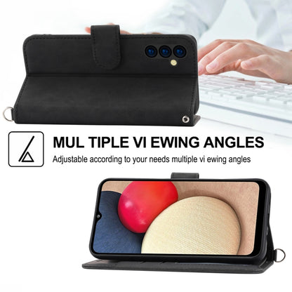 Skin-feel Flowers Embossed Wallet Leather Phone Case