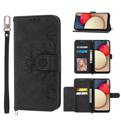 Skin-feel Flowers Embossed Wallet Leather Phone Case