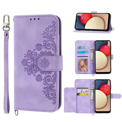 Skin-feel Flowers Embossed Wallet Leather Phone Case