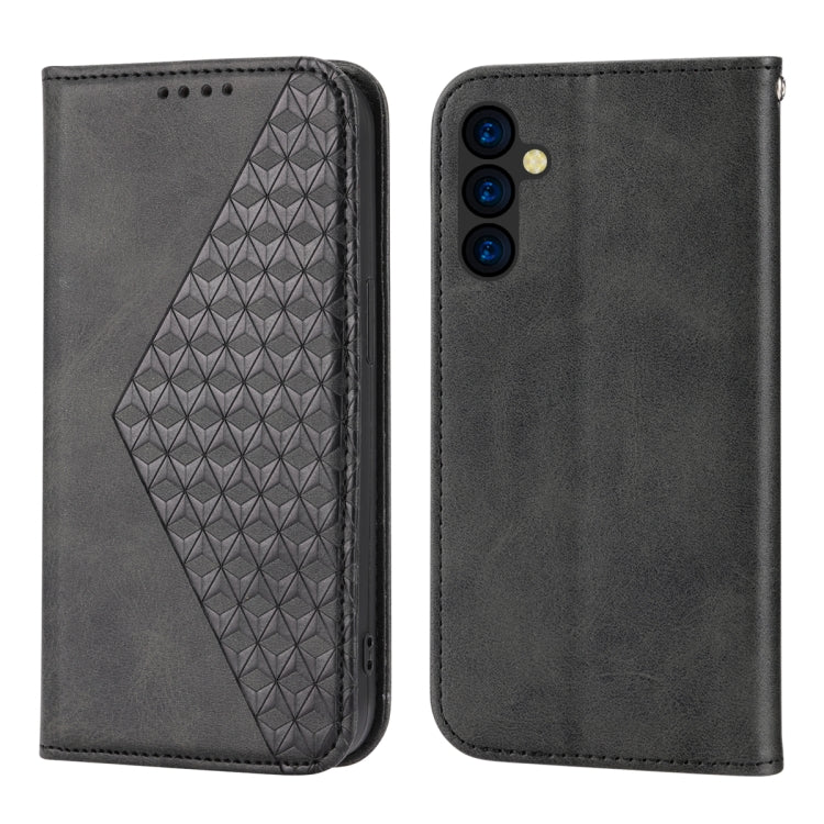 Cubic Grid Calf Texture Magnetic Leather Phone Case, Series 2