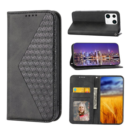 Cubic Grid Calf Texture Magnetic Leather Phone Case, Series 1