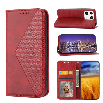 Cubic Grid Calf Texture Magnetic Leather Phone Case, Series 1