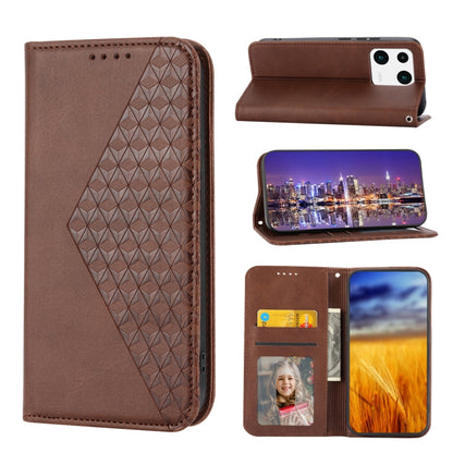 Cubic Grid Calf Texture Magnetic Leather Phone Case, Series 1