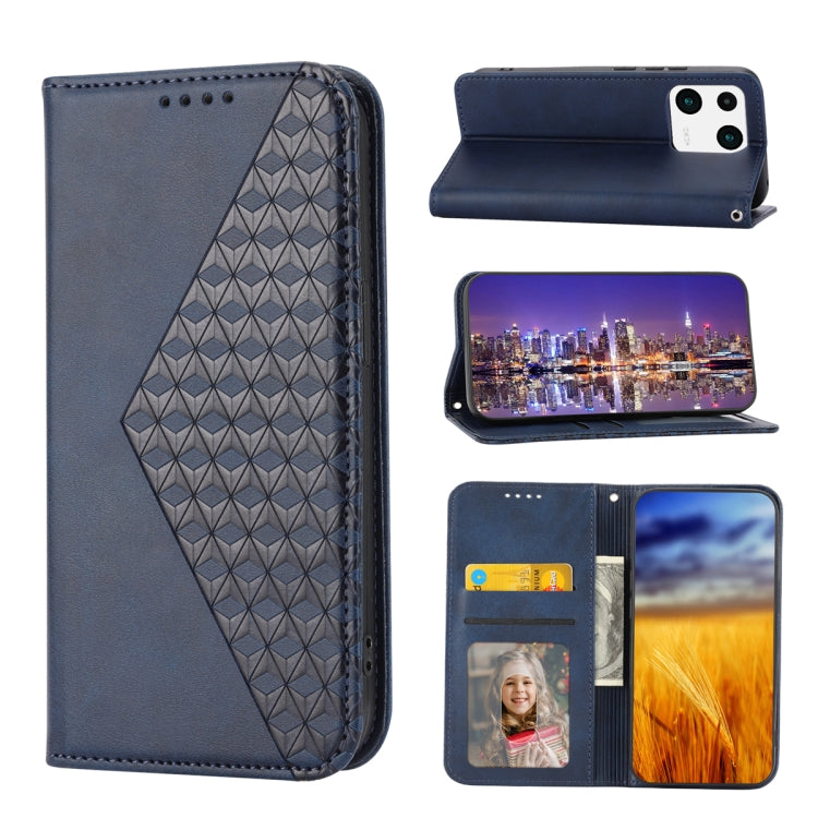 Cubic Grid Calf Texture Magnetic Leather Phone Case, Series 1