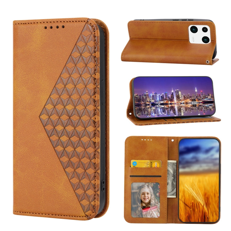 Cubic Grid Calf Texture Magnetic Leather Phone Case, Series 1