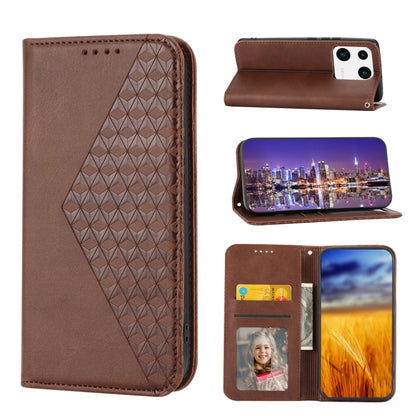 Cubic Grid Calf Texture Magnetic Leather Phone Case, Series 1