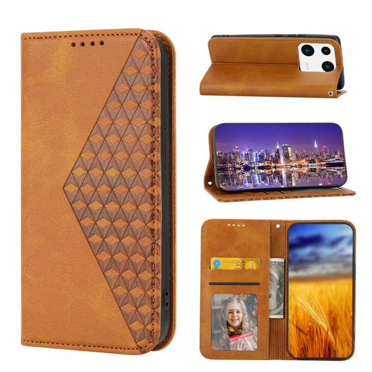 Cubic Grid Calf Texture Magnetic Leather Phone Case, Series 1