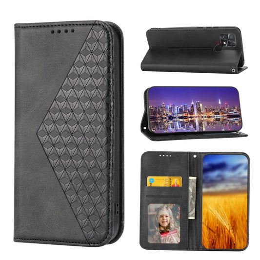 Cubic Grid Calf Texture Magnetic Leather Phone Case