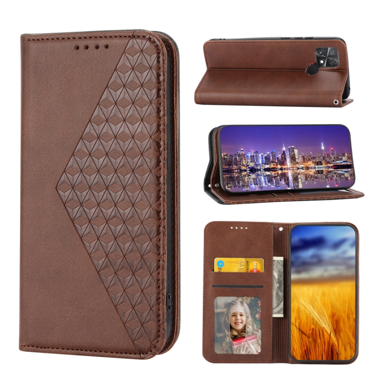 Cubic Grid Calf Texture Magnetic Leather Phone Case, Series 1