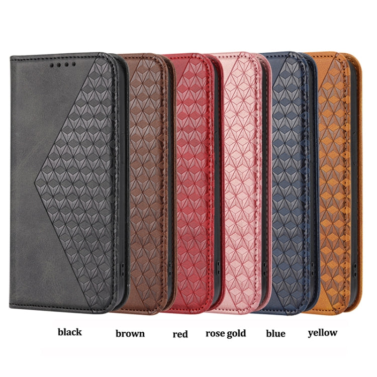 Cubic Grid Calf Texture Magnetic Leather Phone Case, Series 1