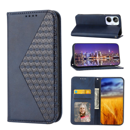 Cubic Grid Calf Texture Magnetic Leather Phone Case, For Realme 10 4G
