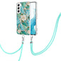 Splicing Marble Flower IMD TPU Phone Case with Lanyard