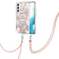 Splicing Marble Flower IMD TPU Phone Case with Lanyard